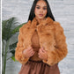 Plush Faux Fur Cropped Jacket with hood