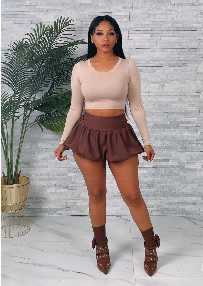 Sexy Brown Bubble Skirt