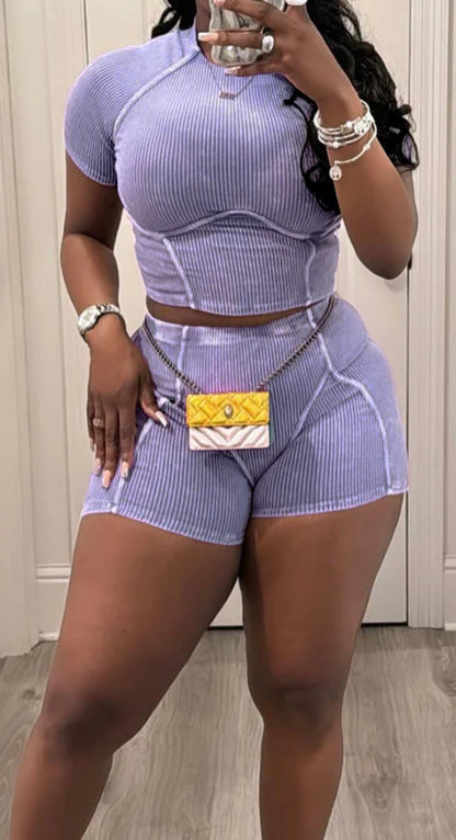 Keeping it cute diva ribbed short set