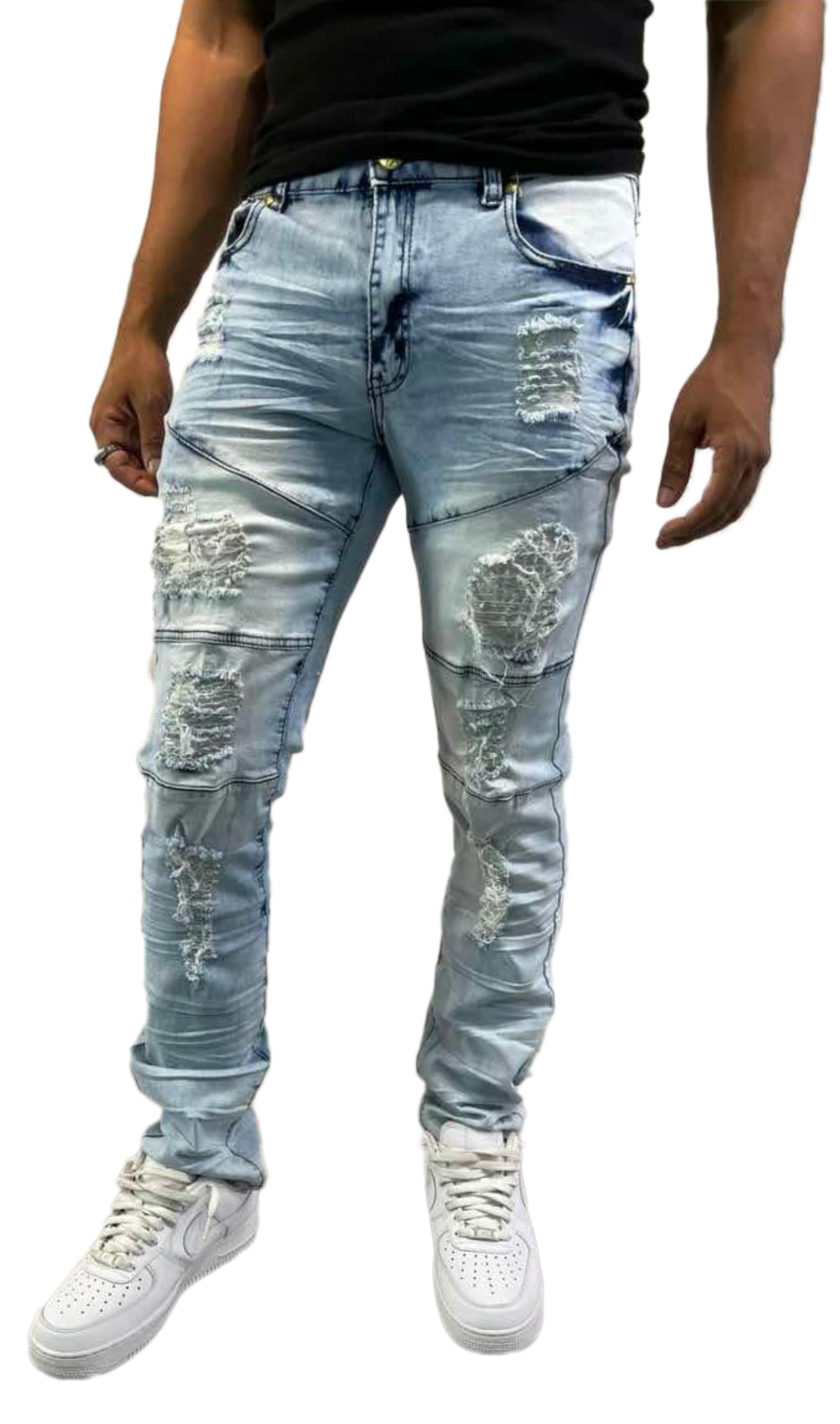 BLUE RIP & DISTRESSED JEANS