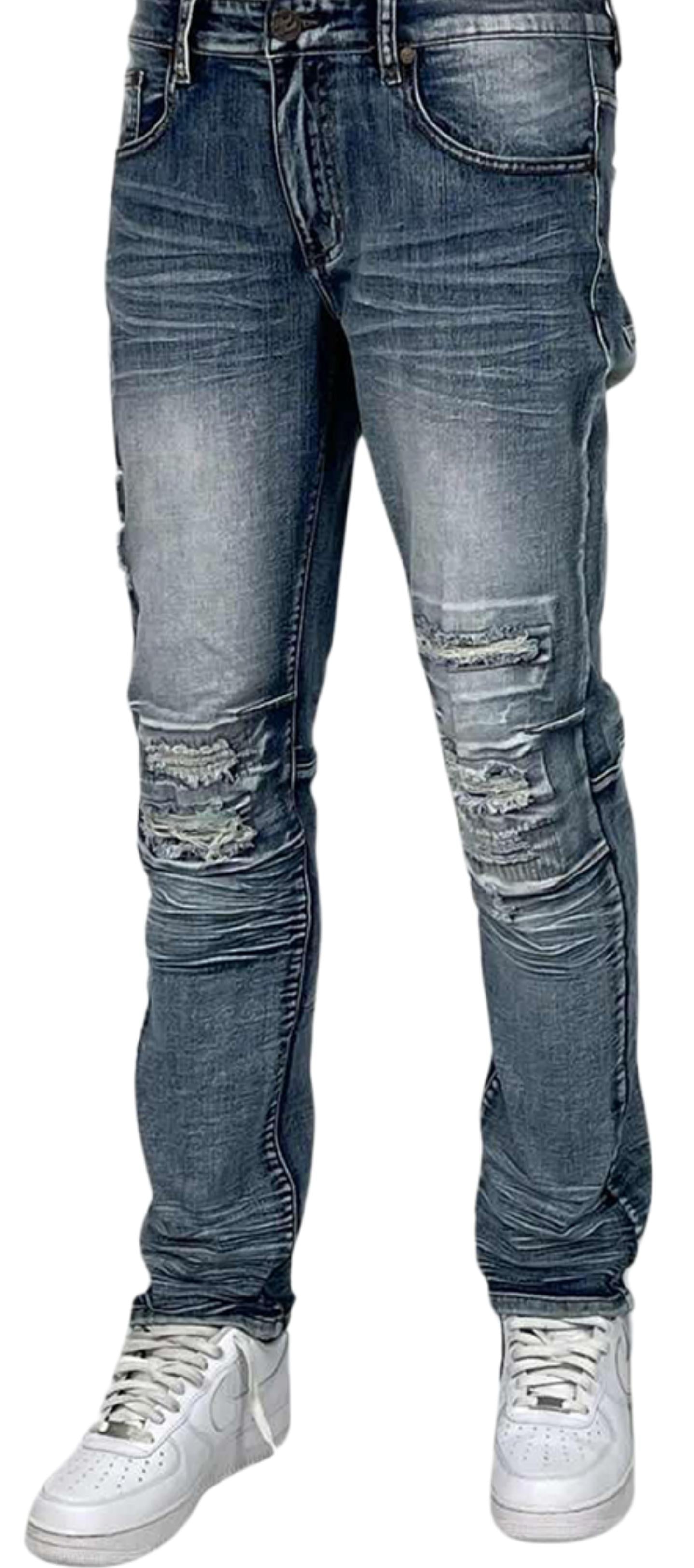 MEDIUM BLUE RIP & DISTRESSED JEANS